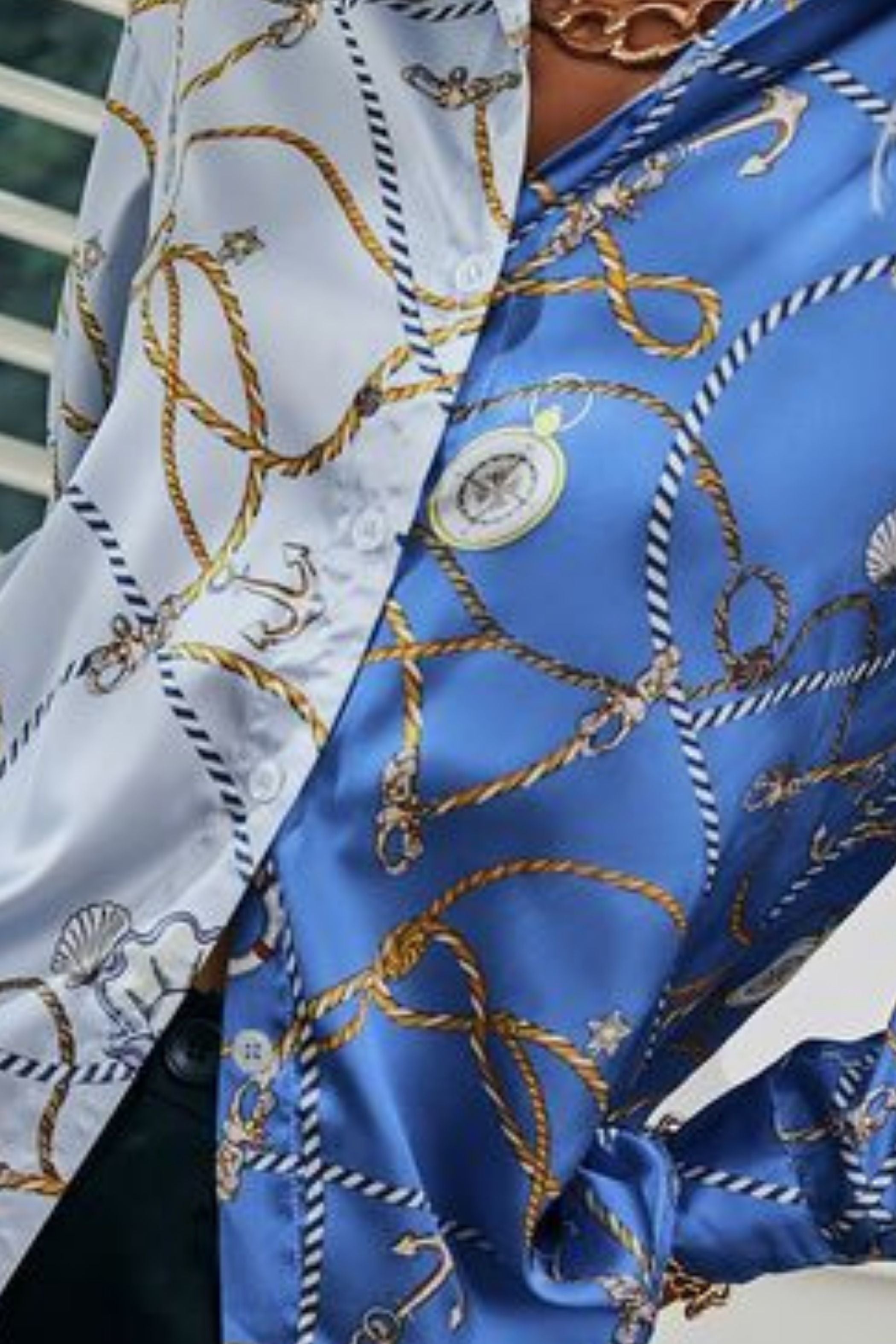 2 TONE CHAIN SATIN SHIRT